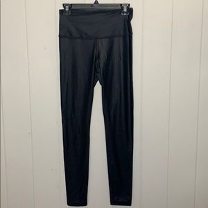Zella high waisted black satin texture leggings